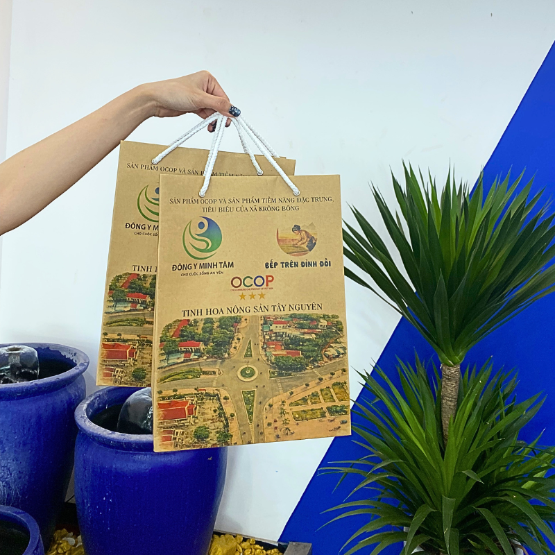 Các màu đen, trắng, đỏ đô, xanh đậm hoặc nâu sẫm thường dễ nhìn trên nền giấy Kraft.