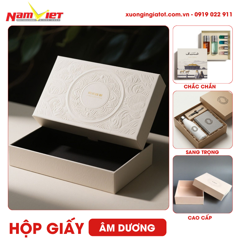 Hộp âm dương gồm phần thân và phần nắp tách rời