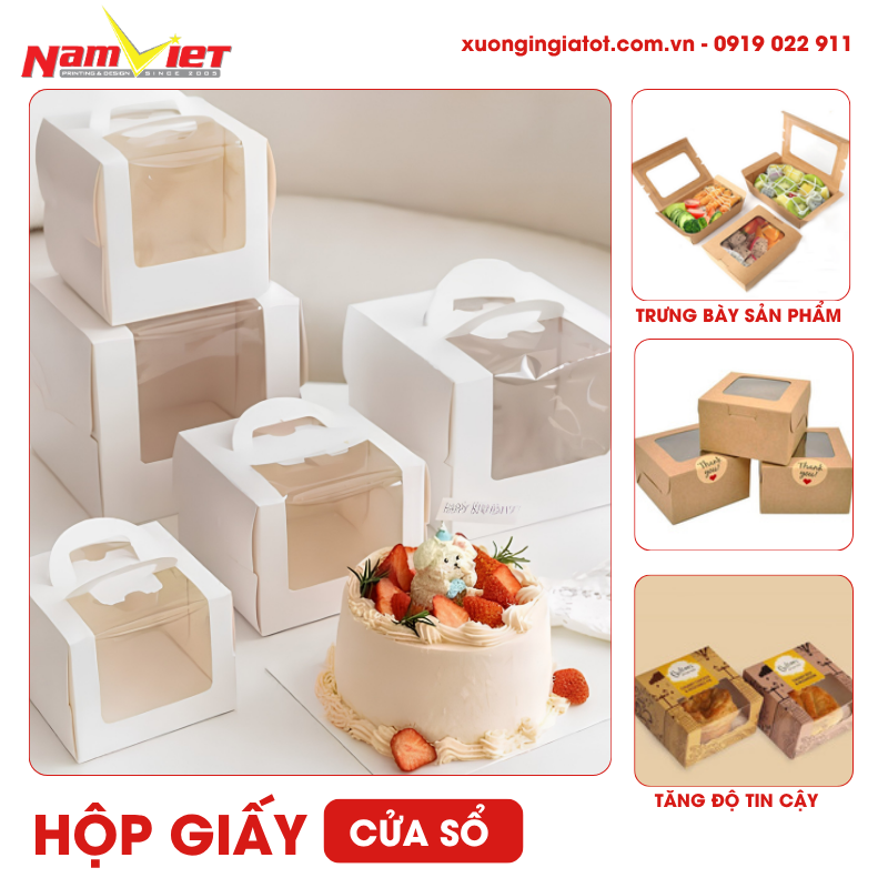 Hộp cửa sổ được thiết kế một phần có màng trong suốt để khách hàng nhìn thấy sản phẩm bên trong.